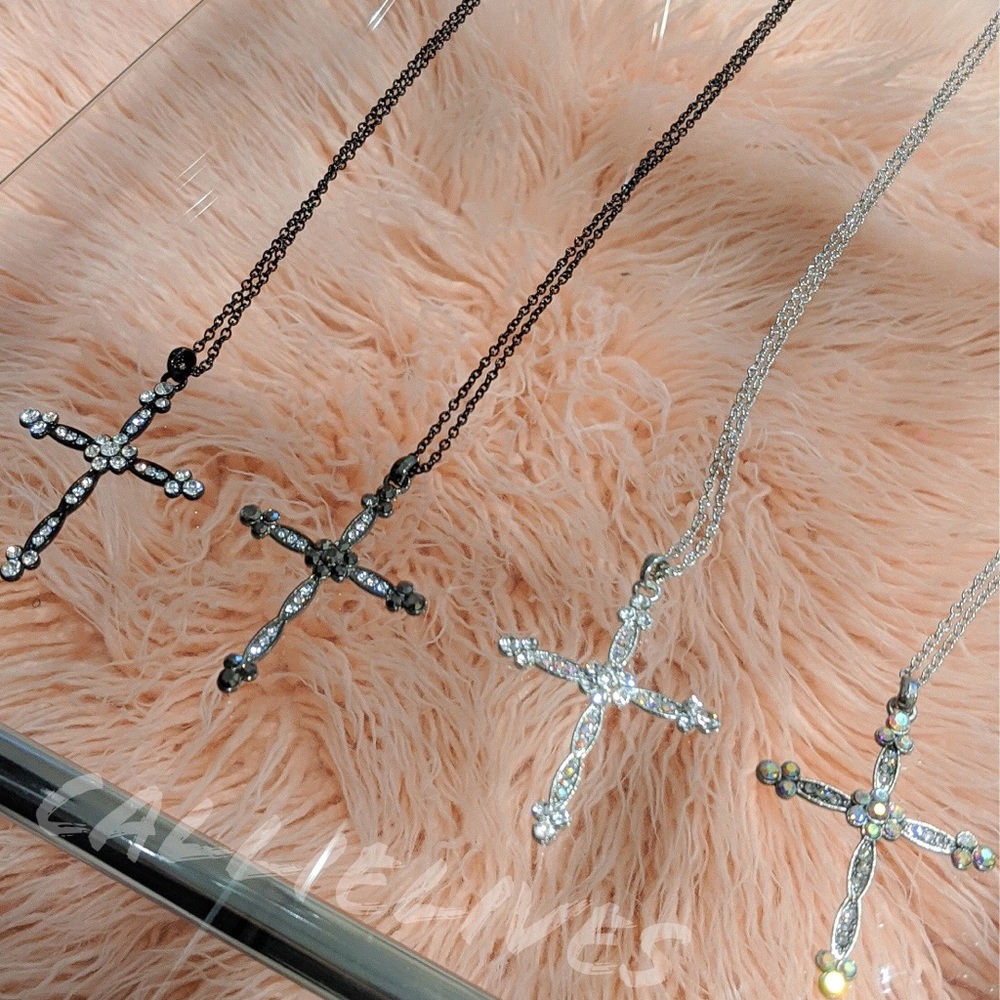Callie Le Fleur: Rhinestone Cross Pendant Necklace - Picture 5 of 7